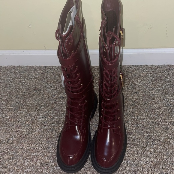 Womens New Shoedazzle Gabrela Lace-Up Flat Boot Color: Oxblood - Picture 8 of 14